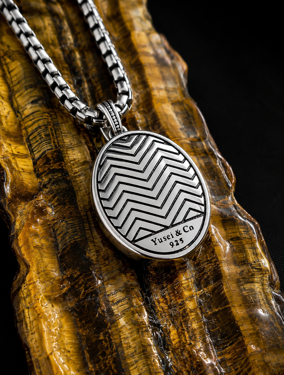 Chevron Opal Pendant reverse — House of Yusei